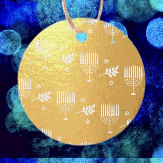 ハヌカー（ユダヤ教）メノラーフォイルメッセージカード フェイバータグ