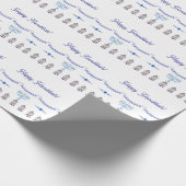 ハヌカー（ユダヤ教）メノラー花星青色 ラッピングペーパー (角)