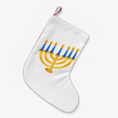 ハヌカー(ユダヤ教)メノラー スモールクリスマスストッキング (正面 (吊り時))