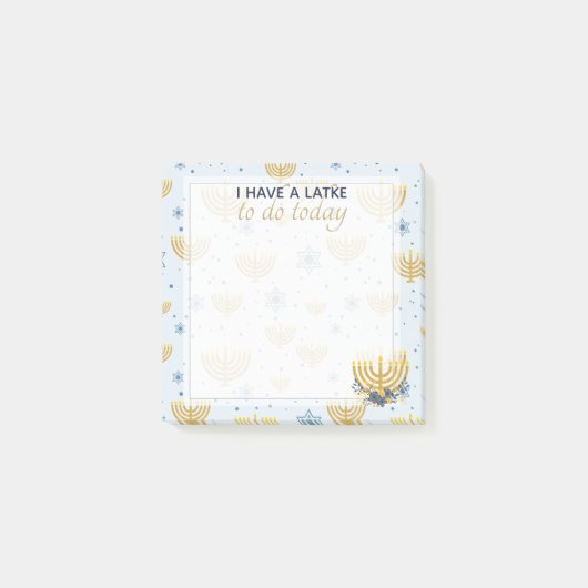 ハヌカー(ユダヤ教)メノラー&デビッドパターンの星 |青 ポストイット (正面)