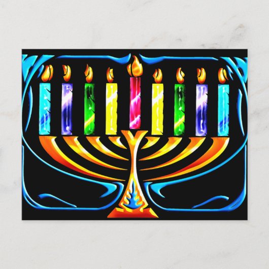 ハヌカー(ユダヤ教)メノラー-ハヌカー(ユダヤ教の祭り)(ユダヤ教)メノラー シーズンポストカード (正面)