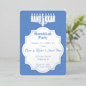 ハヌカー（ユダヤ教）メノラー 箔招待状 (立ち正面)