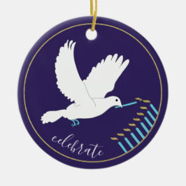ハヌカー"DoveLightsMenorah"/Circleオーナメント セラミックオーナメント
