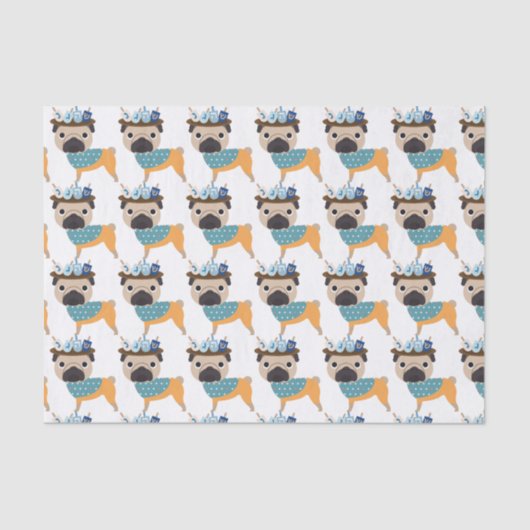 ハヌカーDreidelのパグ(カスタマイズ可能な) 薄葉紙 (正面)