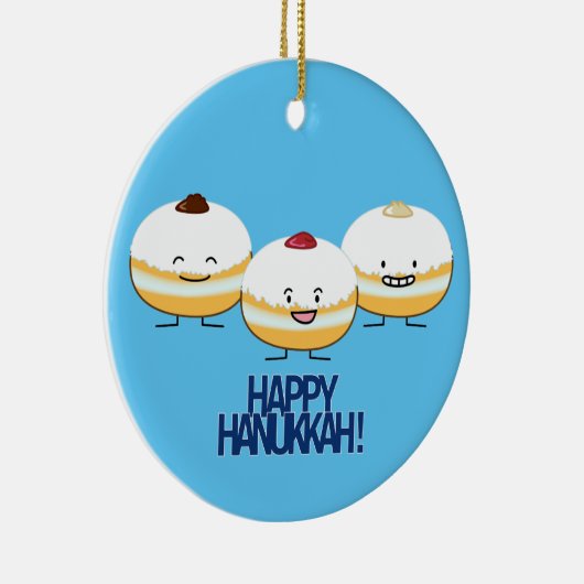 ハヌカーSufganiyotのユダヤ人のゼリーによって満たされるドーナツ セラミックオーナメント (右)