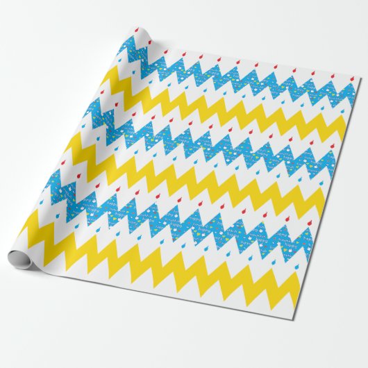 ハヌカ包装紙 "Chevron Menorah 2" ラッピングペーパー (アンロールド)