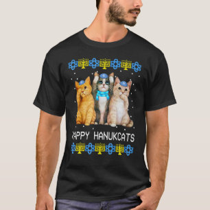 ハヌカ猫 ユダヤ 猫 ハヌカ キッズ 女性 ハッピーハヌカ Tシャツ