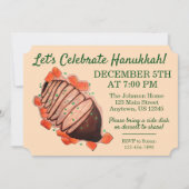 ハヌカ祝ーブリスケットユダヤ教の休日パーティー 招待状 (正面)