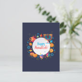 ハヌカ祭りの楽しいメノラ祭り飾り ポストカード (スタンド正面)