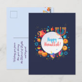 ハヌカ祭りの楽しいメノラ祭り飾り ポストカード (正面/裏面)