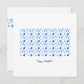 ハヌカ祭りパーティーのおしゃれな青い飾りカード (正面/裏面)