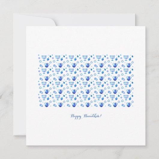 ハヌカ祭りパーティーのおしゃれな青い飾りカード (正面)
