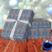 ハヌカ素朴(ユダヤ教)メノラーラブライト名前を追加 ラッピングペーパー