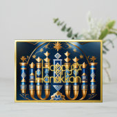 ハヌカ絵画ー抽象芸術（ユダヤ教）メノラー 箔シーズンカード (立ち正面)