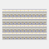 ハヌカ金ゴールド(ユダヤ教)メノラーモノグラムChic Assortment ラッピングペーパーシート (正面2)