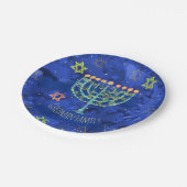 ハヌカ·アクア·（ユダヤ教）メノラー·スター·オブ·デイビッド·オン·ブルー ペーパープレート (アングル)
