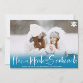 ハヌカ・サメヒ・ブルー・オーバーレイ・スクリプト・(ユダヤ教)メノラー写真 シーズンカード (正面)