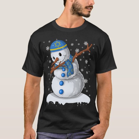 ハヌカ ダビング 雪だるま チャヌカ ホリデー Tシャツ (正面)