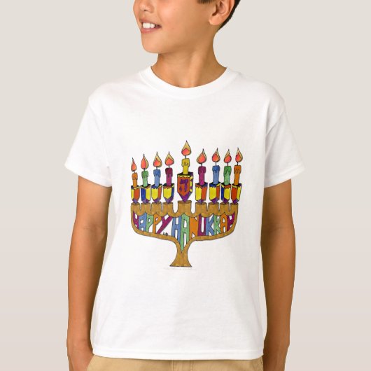 ハヌカ・ドライデル・メノーラー Tシャツ (正面)