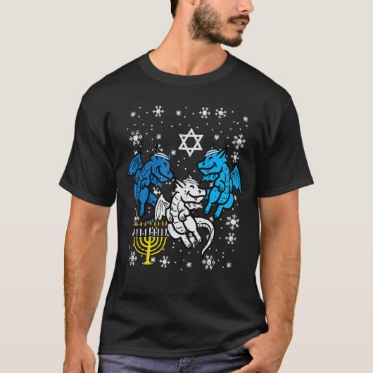 ハヌカ ドラゴン チャヌカ ユダヤ人 男性 女性 少年 ギ Tシャツ (正面)
