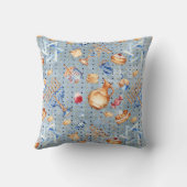 ハヌカ ハンッカ メノーラー 水彩 ブルー パターン クッション (裏面)