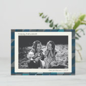 ハヌカ・ブルー・オンブル モダン幾何学パターン シーズンカード (スタンド正面)