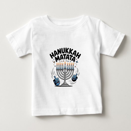 ハヌカ・マタタ 笑えるユダヤ人のハヌカ ベビーTシャツ (正面)