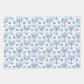 ハヌカ メノラ スター オブ デイビッド ドゥードル アート スタイル ラッピングペーパーシート (正面)