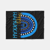 ハヌカ メノラ レインボー ユダヤ ギフト 女性 K フリースブランケット (正面(横))