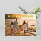 ハヌカ 祝賀カード 現代の家族写真 箔シーズンカード (立ち正面)