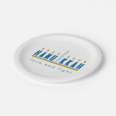 ハヌカ(Hanukkah) | ハッピーハヌカーカスタム（ユダヤ教）メノラー ペーパープレート (アングル)