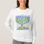 ハヌカ Hanukkah レインボー メノーラー Tシャツ (正面)