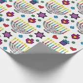 ハヌキアハヌカー(ユダヤ教)メノラーカラフルおもしろい ラッピングペーパー (角)