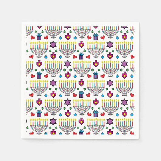 ハヌキアハヌカー（ユダヤ教）メノラーパーティー時間 スタンダードカクテルナプキン (正面)