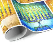 ハヌッカイエローブルーメノラーズパターンシモダンック ラッピングペーパー (ロールコーナー)