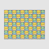 ハヌッカイエローブルー(ユダヤ教)メノラーパターモダンンシンプル 薄葉紙 (正面)