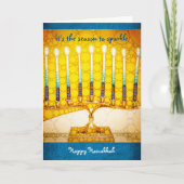 ハヌッカイエロー金ゴールド(ユダヤ教)メノラーシーズンからスパークル シーズンカード (正面)