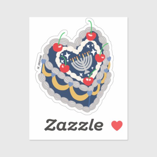 ハヌッカカラー（ユダヤ教）メノラーヴィンテージハートケーキ シール (シート)