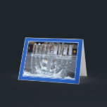 ハヌッカカード（ユダヤ教）メノラー氷彫刻 シーズンカード<br><div class="desc">この写真は2008年にニューヨークで撮影された。私はデビッドの星を加えた。内側の写真を追加/変更したり、内側の文字に無料で写真を追加することができる。手書きもしフォントを使用するため最高のに、下部に自分の名前を追加する予定だ（例：ハンサム、フリーハンド）。</div>