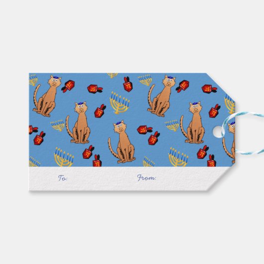 ハヌッカキャットドライデルブルーギフトラベル ギフトタグ (正面(横))