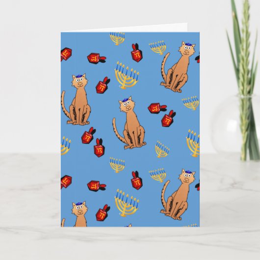 ハヌッカキャットドライデルブルーホリデーカード シーズンカード (正面)