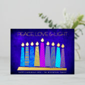 ハヌッカキャンドルピースラブライトブルー実在金ゴールド 箔シーズンカード (立ち正面)