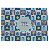 ハヌッカキルトラパーソナライズされたージ抱き枕 ラージペーパーバッグ (裏面)