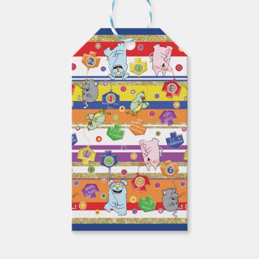 ハヌッカギフトラベルマウスと友人 ギフトタグ (正面)