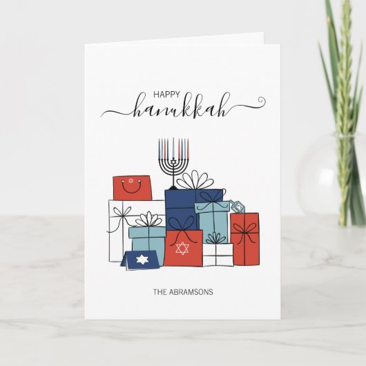 ハヌッカギフト&(ユダヤ教)メノラーホリディグリーティングカード シーズンカード (正面)