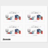 ハヌッカギフト&(ユダヤ教)メノラーホリデーステッカー 長方形シール (シート)