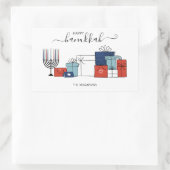 ハヌッカギフト&(ユダヤ教)メノラーホリデーステッカー 長方形シール (バッグ)