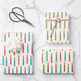 ハヌッカクリスマスホリデイクラシックキャンドル素朴 ラッピングペーパーシート