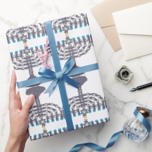 ハヌッカグラム(ユダヤ教)メノラーハヌキヤ ラッピングペーパー (ギフト)