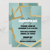 ハヌッカゴールデンドレディーズターコイズ 招待状 (正面/裏面)